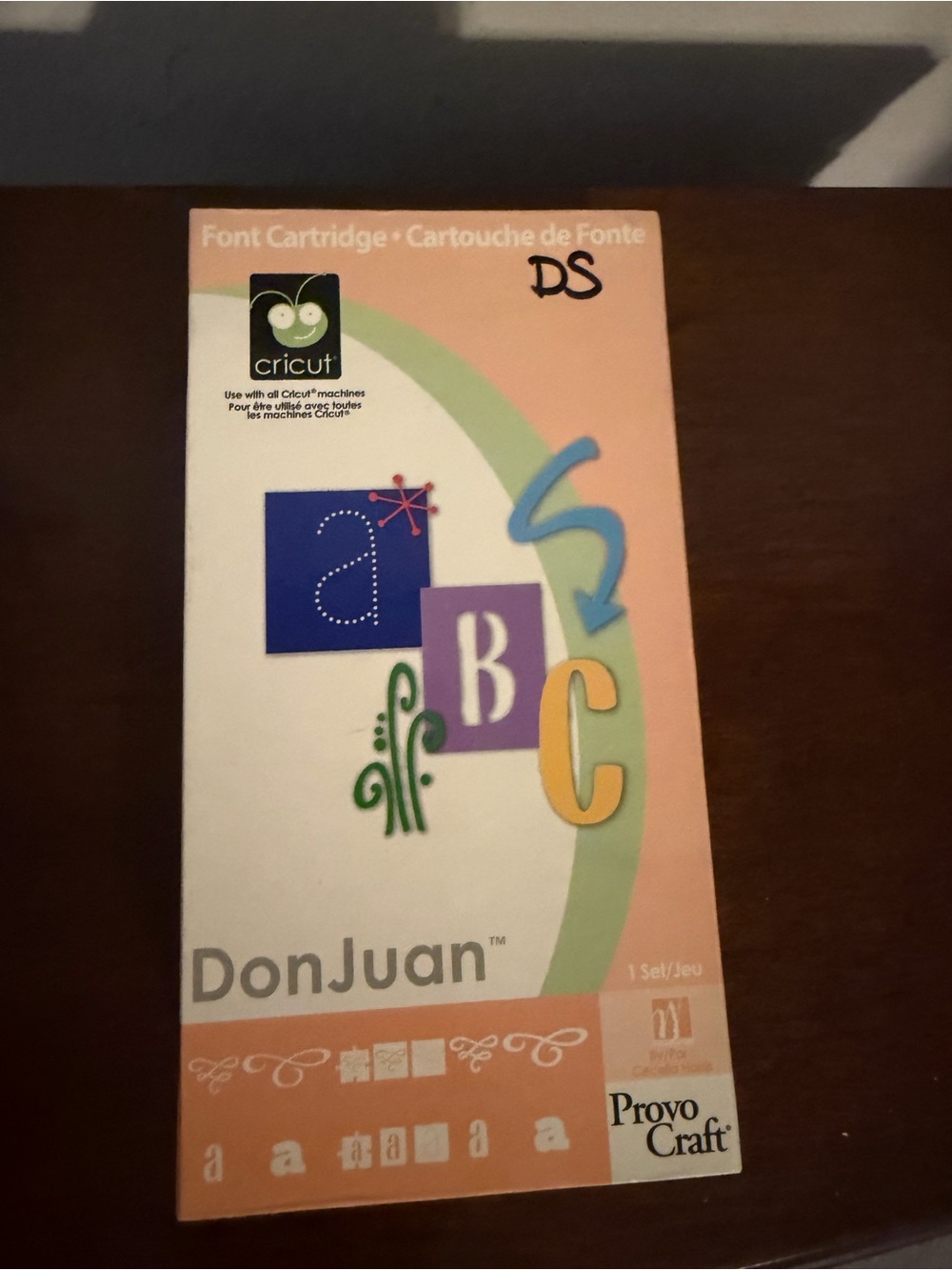 Cricut Peach and White DonJuan Decorative Font Cartridge